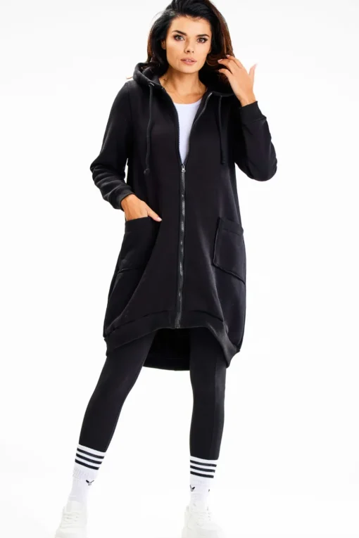 Długa bluza damska oversize - czarna