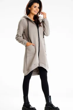 Długa bluza damska oversize - szara