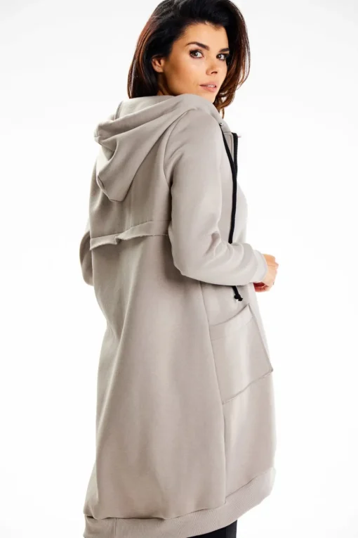 Długa bluza damska oversize - szara