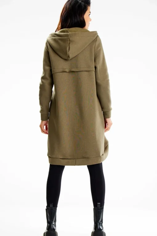 Długa bluza damska oversize - khaki