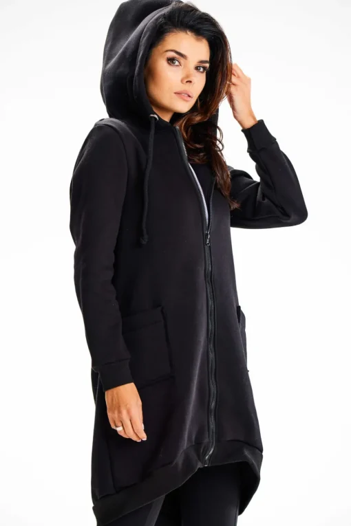 Długa bluza damska oversize - czarna