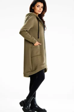 Długa bluza damska oversize - khaki