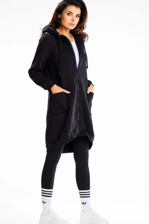 Długa bluza damska oversize - czarna