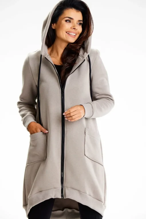 Długa bluza damska oversize - szara