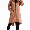 Długa bluza sportowa typu parka - beżowa