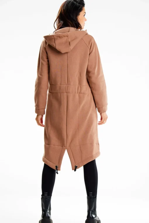 Długa bluza sportowa typu parka - beżowa