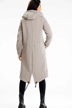Długa bluza sportowa typu parka - szara
