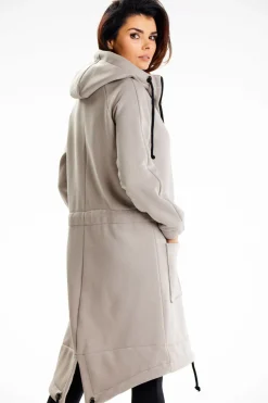 Długa bluza sportowa typu parka - szara