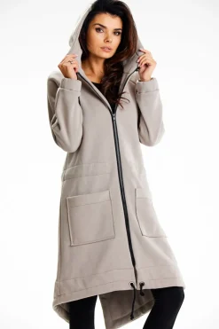Długa bluza sportowa typu parka - szara