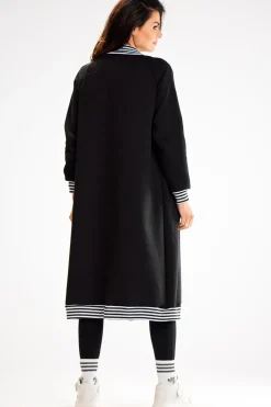Długa bluza typu parka ze stójką - czarna
