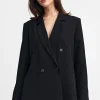 Dwurzędowa marynarka oversize - czarna
