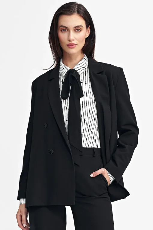 Dwurzędowa marynarka oversize - czarna