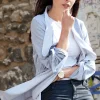 Dzianinowa bluza typu trencz - szara