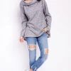 Elegancka bluza damska z kapturem - szara
