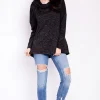 Elegancka bluza damska z kapturem - grafitowa
