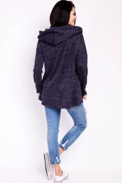 Elegancka bluza damska z kapturem - granatowa
