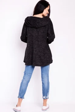 Elegancka bluza damska z kapturem - grafitowa