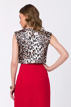 Elegancka bluzka bez rękawów z nadrukiem - model 2