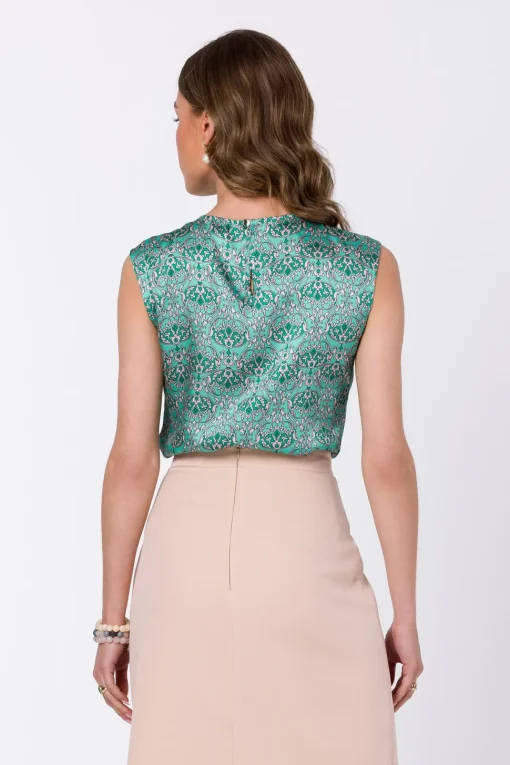 Elegancka bluzka bez rękawów z nadrukiem - model 1