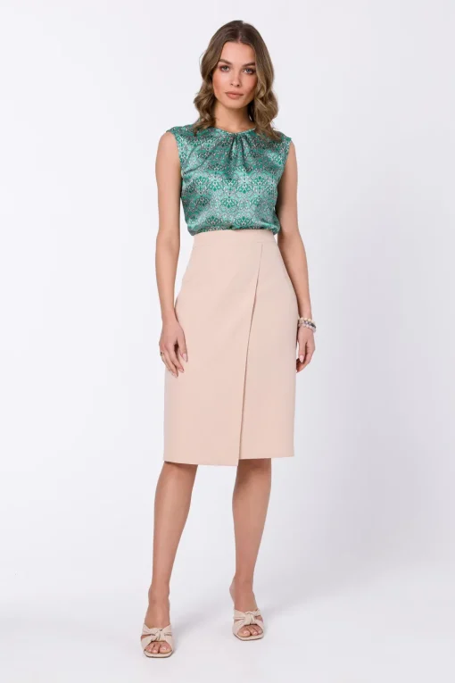 Elegancka bluzka bez rękawów z nadrukiem - model 1