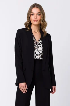 Elegancka marynarka bez zapięcia - czarna