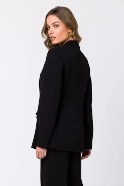 Elegancka marynarka bez zapięcia - czarna