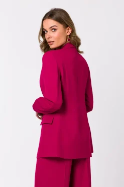 Elegancka marynarka bez zapięcia - śliwkowa