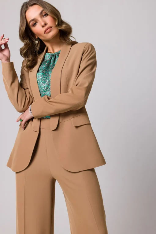 Elegancka marynarka bez zapięcia - beżowa
