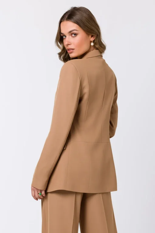 Elegancka marynarka bez zapięcia - beżowa