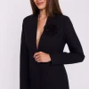 Elegancka marynarka damska bez kołnierza - czarna