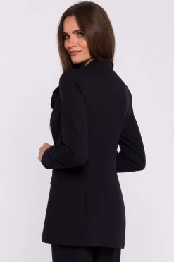 Elegancka marynarka damska bez kołnierza - czarna