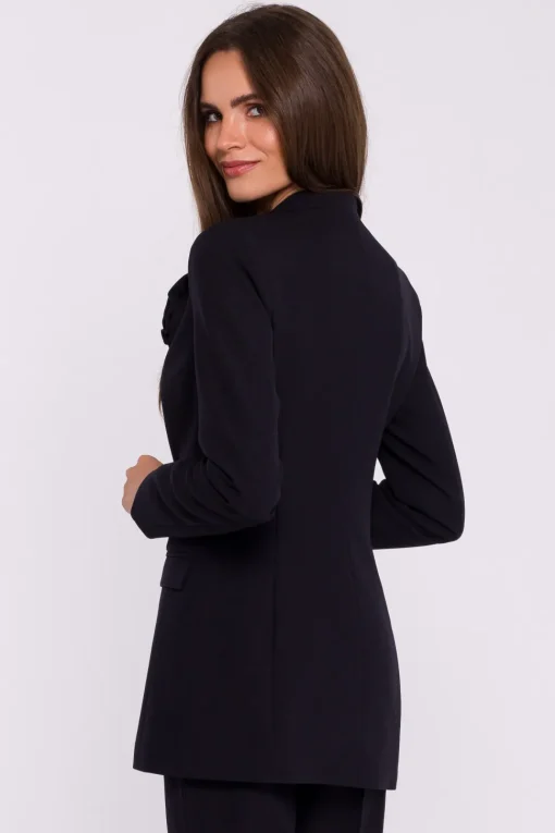 Elegancka marynarka damska bez kołnierza - czarna