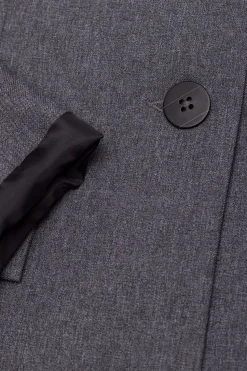 Elegancka marynarka damska bez kołnierza - szara