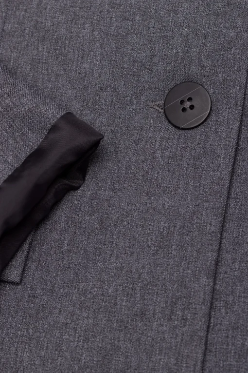 Elegancka marynarka damska bez kołnierza - szara