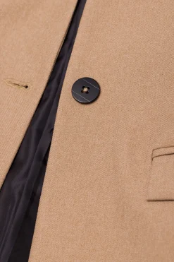 Elegancka marynarka damska bez kołnierza - beżowa