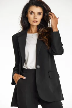 Elegancka marynarka o luźnym kroju - czarna
