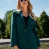 Elegancka marynarka o luźnym kroju - butelkowa zieleń