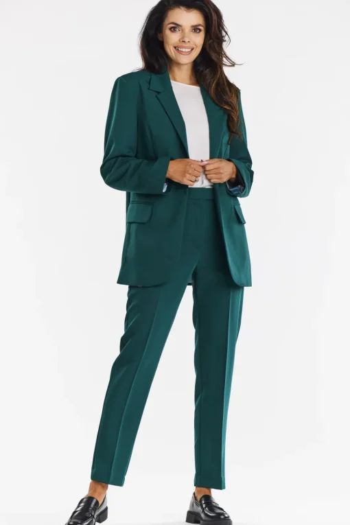 Elegancka marynarka o luźnym kroju - butelkowa zieleń