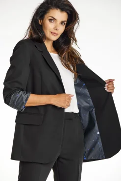 Elegancka marynarka o luźnym kroju - czarna