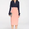 Elegancka ołówkowa spódniczka midi - łososiowa