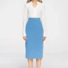 Elegancka ołówkowa spódniczka midi - niebieska