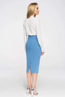 Elegancka ołówkowa spódniczka midi - niebieska