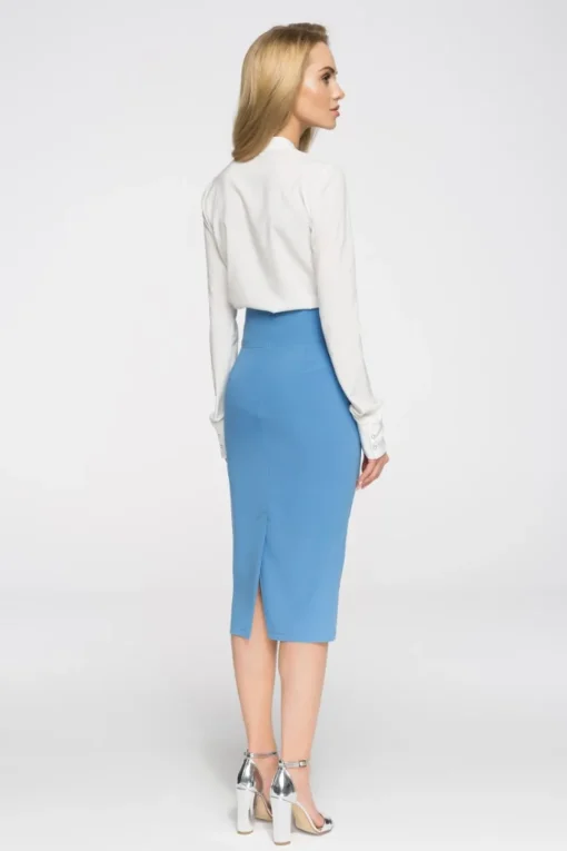 Elegancka ołówkowa spódniczka midi - niebieska
