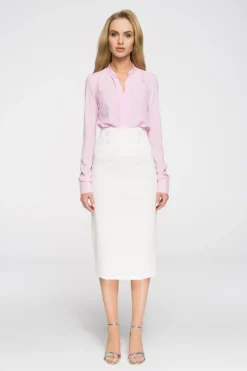 Elegancka ołówkowa spódniczka midi - ecru