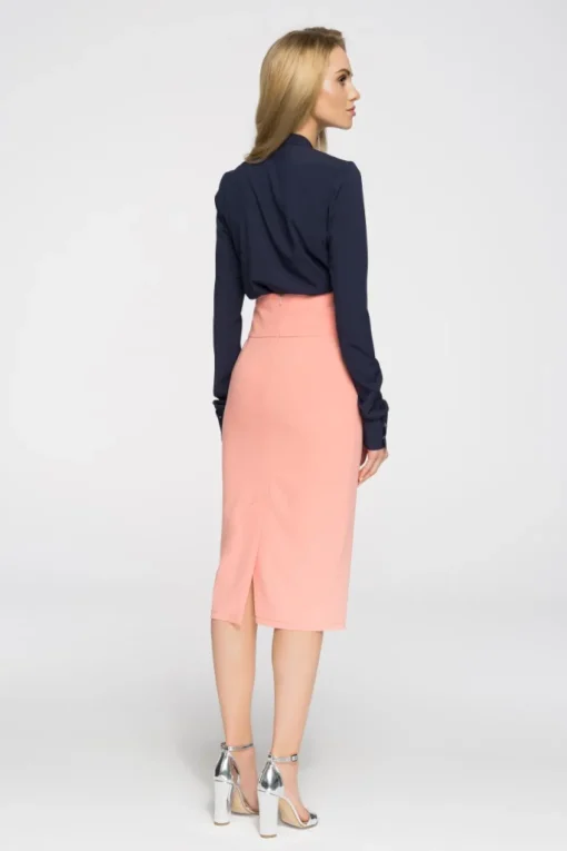 Elegancka ołówkowa spódniczka midi - łososiowa