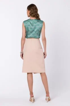 Elegancka spódnica z wysokim stanem - beżowa