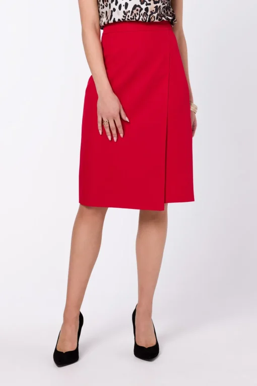 Elegancka spódnica z wysokim stanem - czerwona