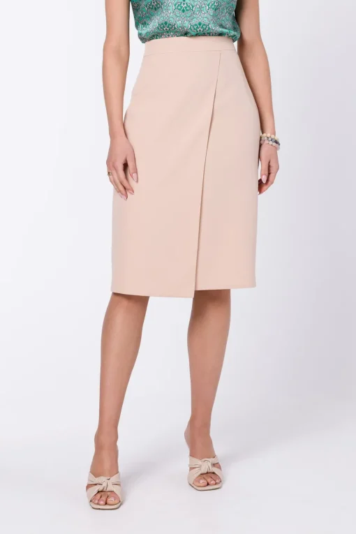 Elegancka spódnica z wysokim stanem - beżowa