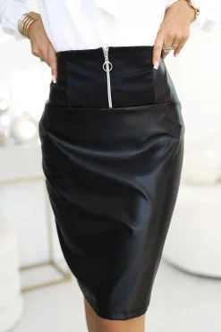 Elegancka spódnica z zamkiem - czarna
