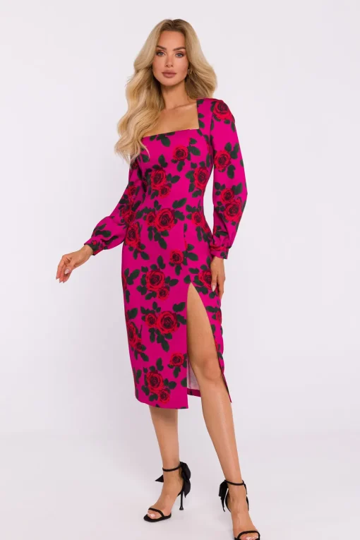 Elegancka sukienka midi z nadrukiem – model 2